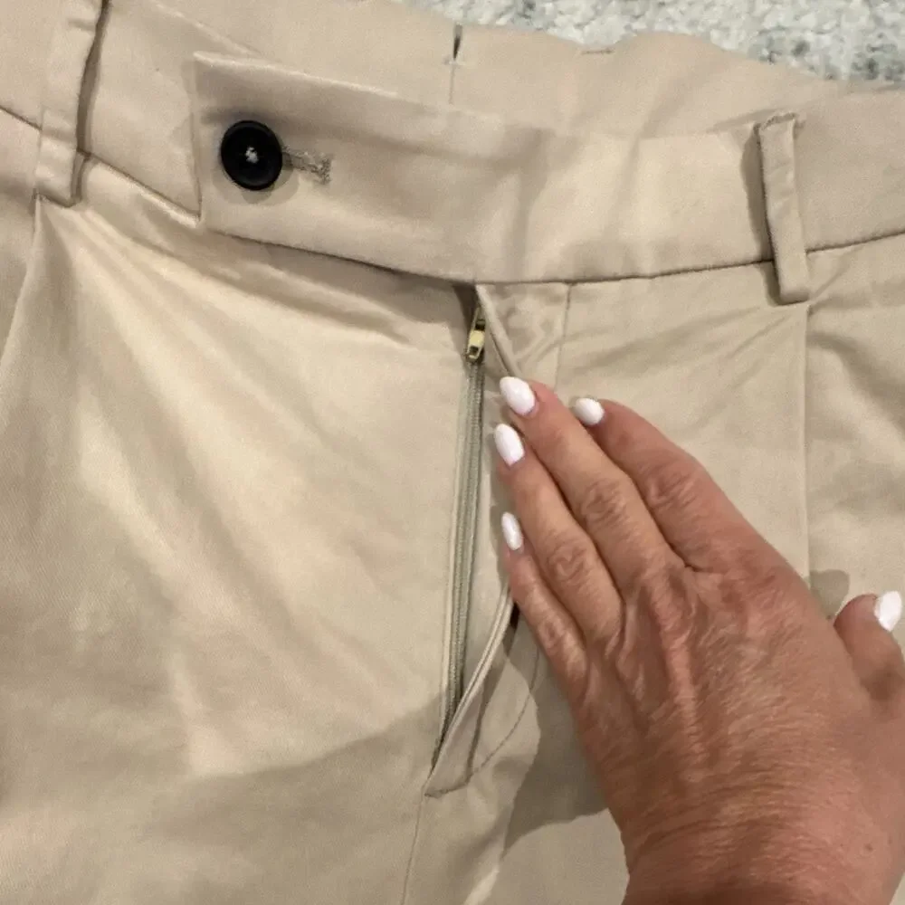 Berwich Italy Beige Stretch Pleated Chino Pants Men’s EU 48 US 32 Made in Italy